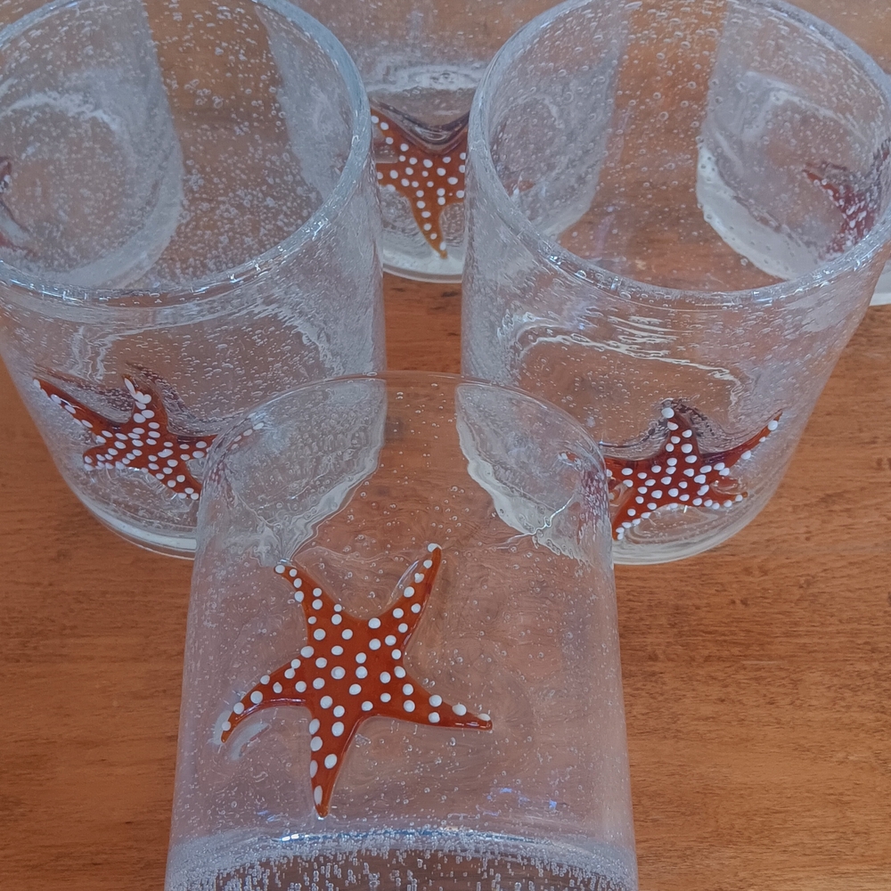 Starfish Handblown Lowball Tumbler Set Of 6 - Picture 3 of 7
